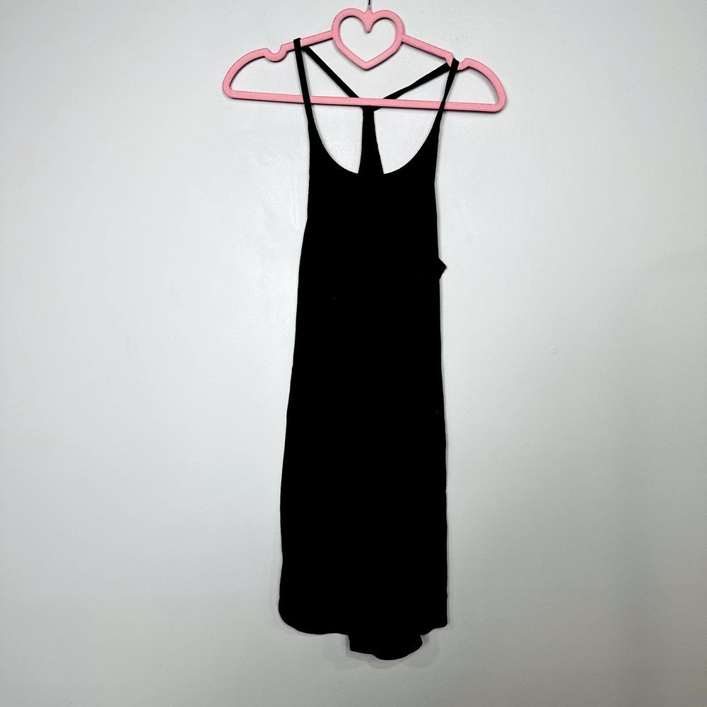 Chaser NWOT Scoop Neck Y Back Shift Midi Ribbed Tank Dress Black Size Medium